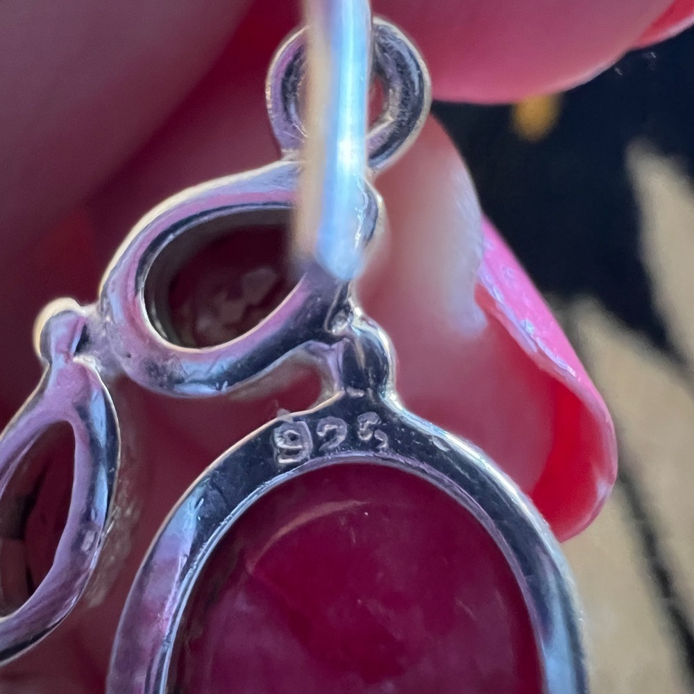 ❤️ Faceted Natural Ruby & Garnet 925 Dangle Boho Statement 1.5”L Earrings 12.2 G - Picture 7 of 13
